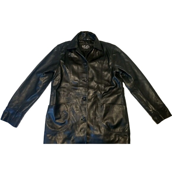 IZZI  LEATHER Black jacket large (298 of 300) Rn 38843 - Picture 2 of 16